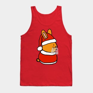 Cute Bunny Rabbit in Santa Suit at Christmas Tank Top